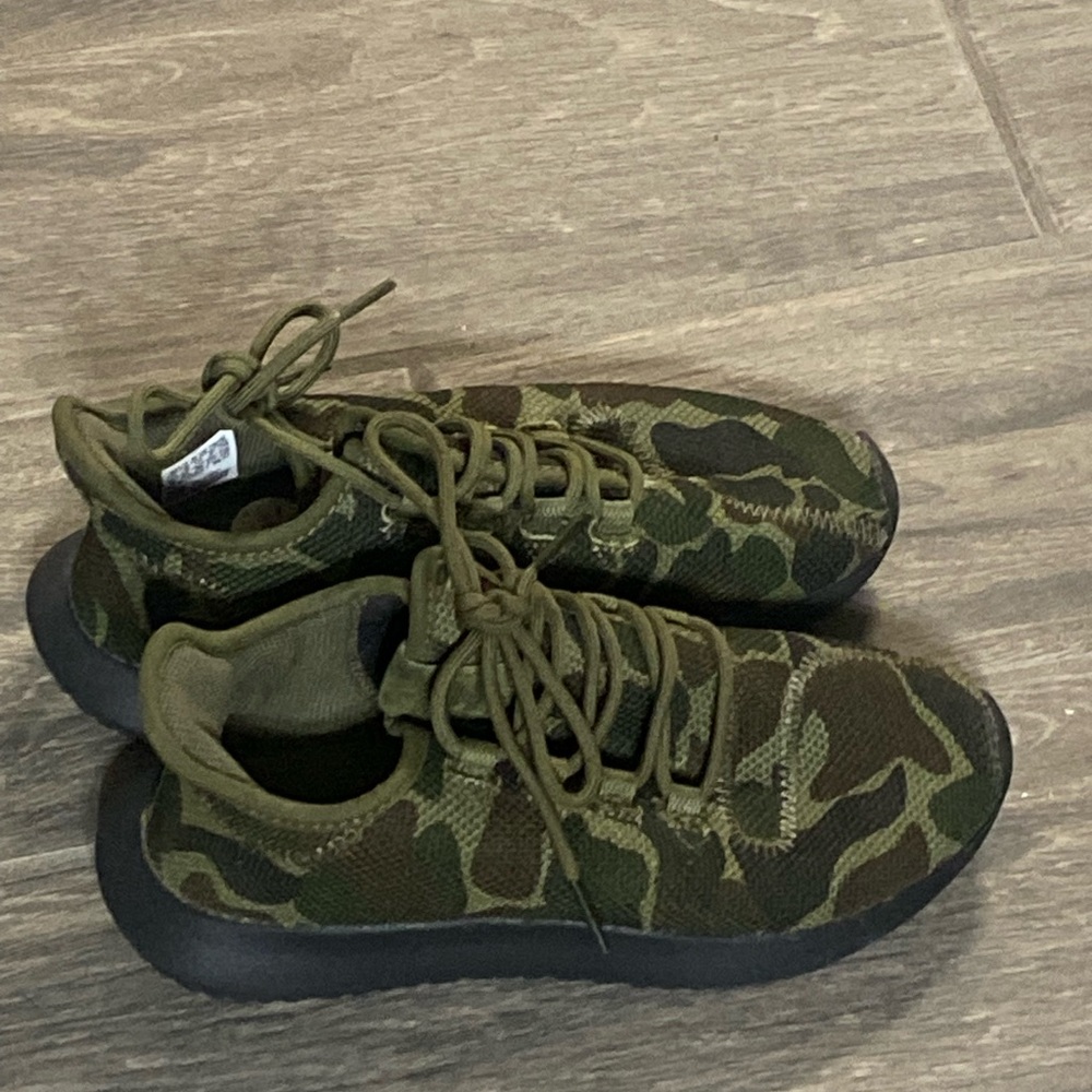 Green Camouflage Sneakers with Black Soles
